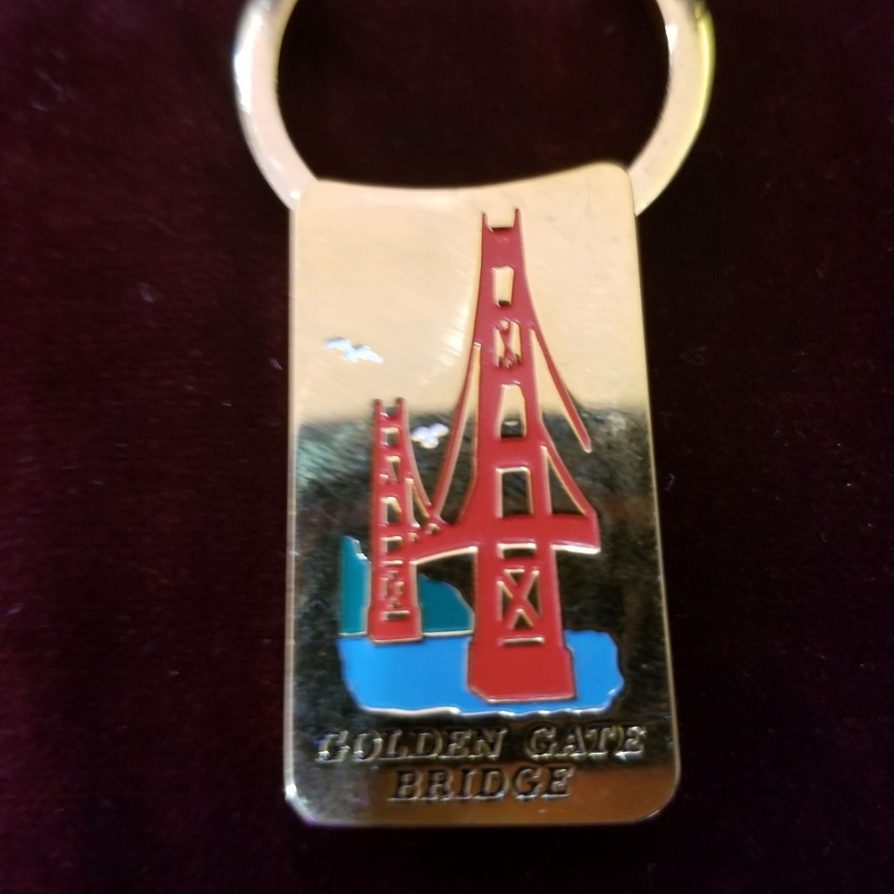 Vintage 90's Gold Plated Solid Brass Keychain - Go